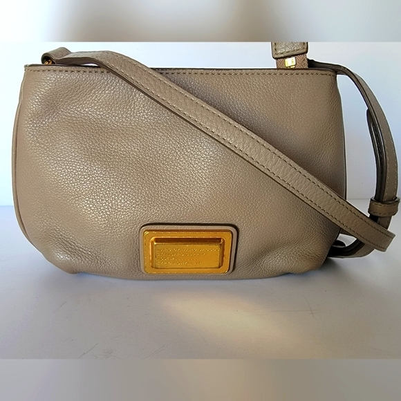 Marc By Marc Jacobs Handbags - Marc by Marc Jacobs TAUPE BEIGE GENUINE LEATHER X-BODY SHOULDER BAG HANDBAG